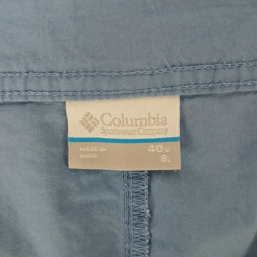 Columbia Men's Washed Out Shorts 40W 8L Ripple Blue pockets flat front chinos